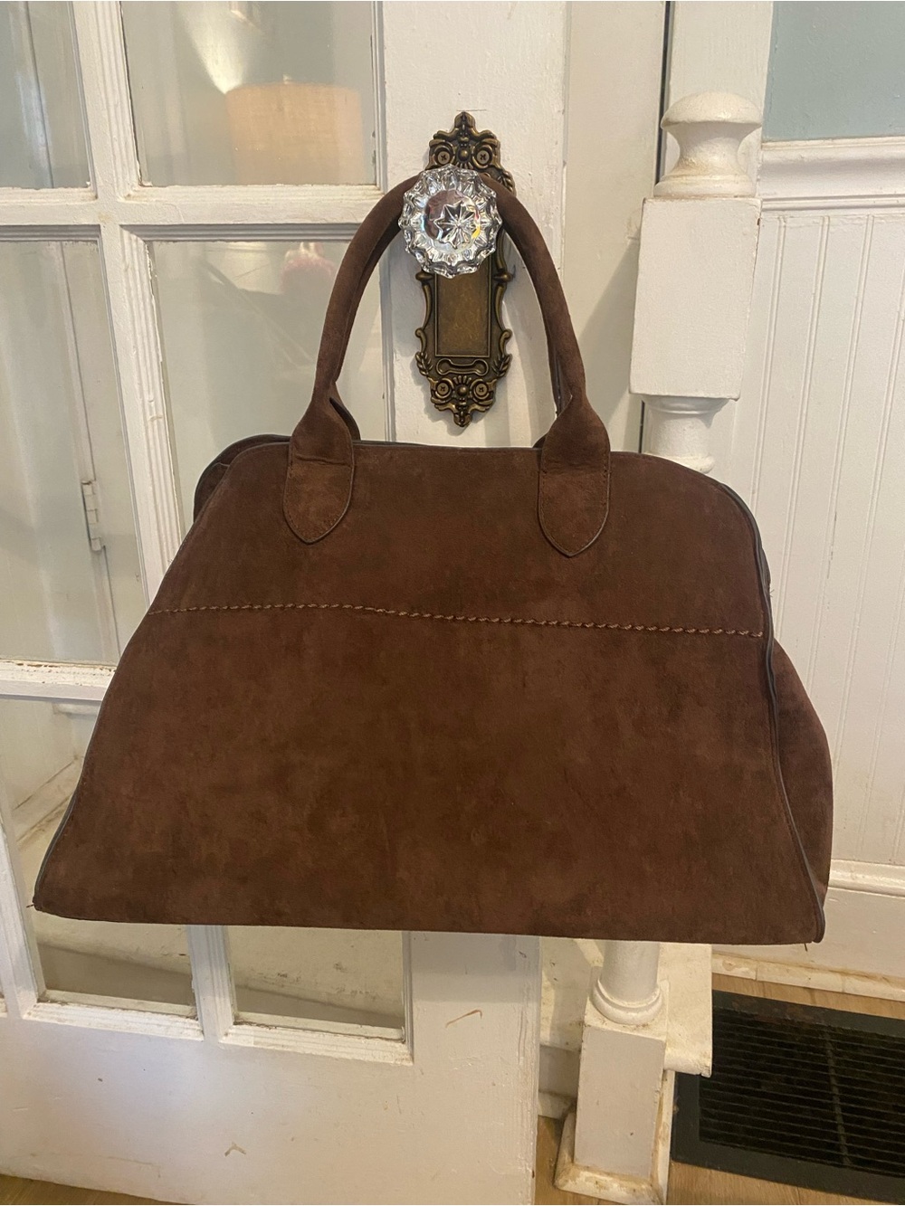 Classic Brown Suede Tote Bag